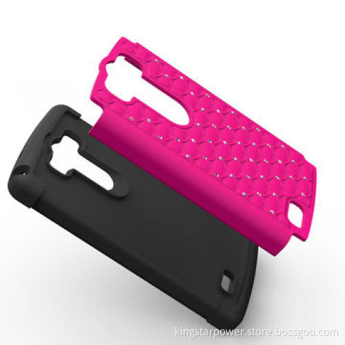 Combo Hybrid Glitter/Bling Gem Diamond Studded Dual Layer PC&Silicone Protective Case for LG G3